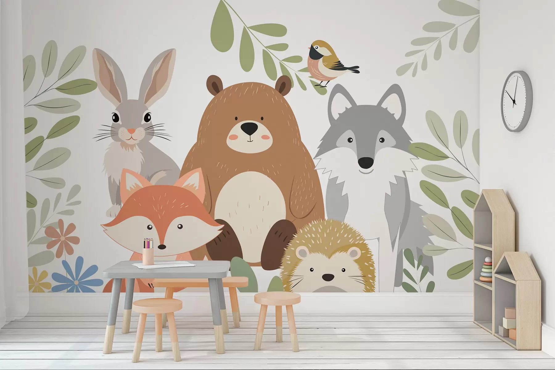 wall murals Cute forest animals w05165