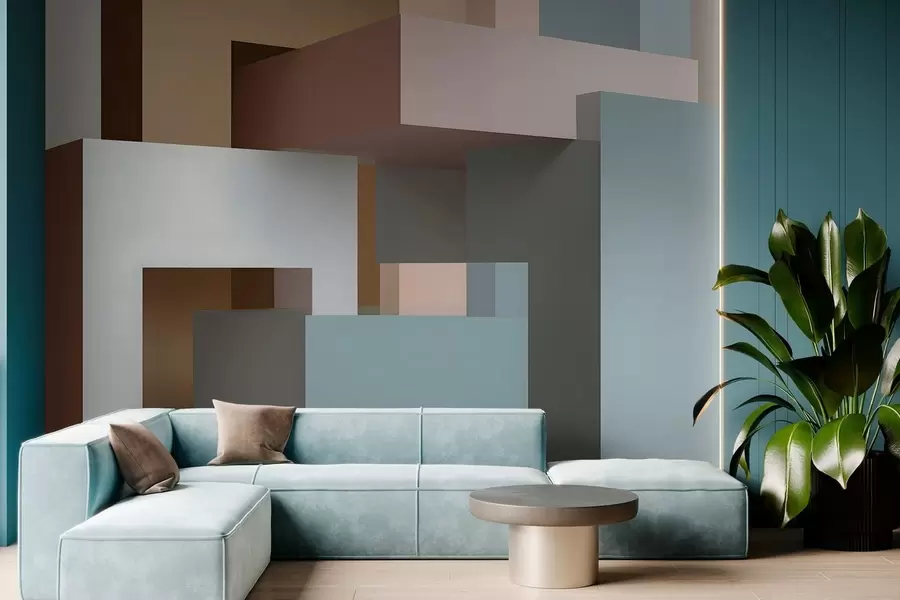 wall murals abstract geometry in 3D style w05065