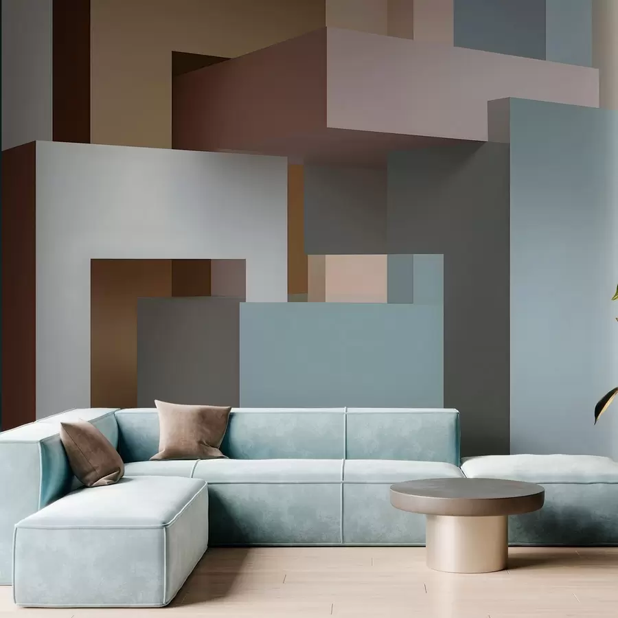 wall murals abstract geometry in 3D style w05065