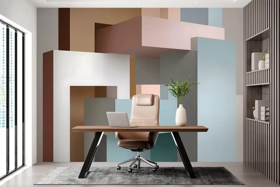 wall murals abstract geometry in 3D style w05065