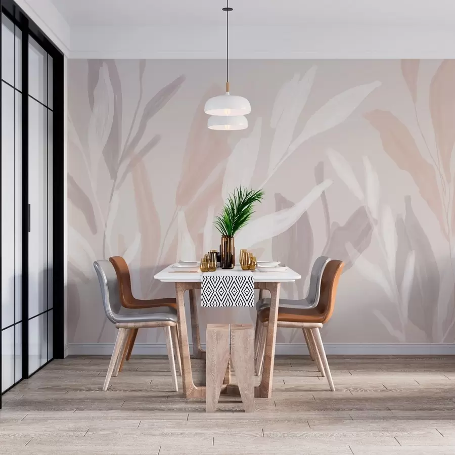 wall murals abstract leaf on a cool beige background w05067