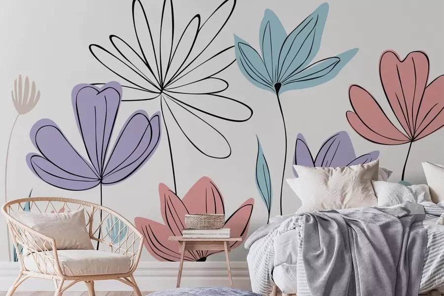 wall murals Abstract flowers w05191v2