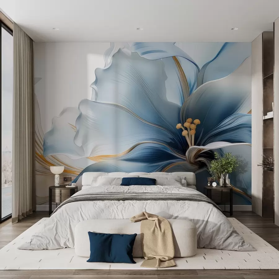 wall murals Delicate blue large flower w05006