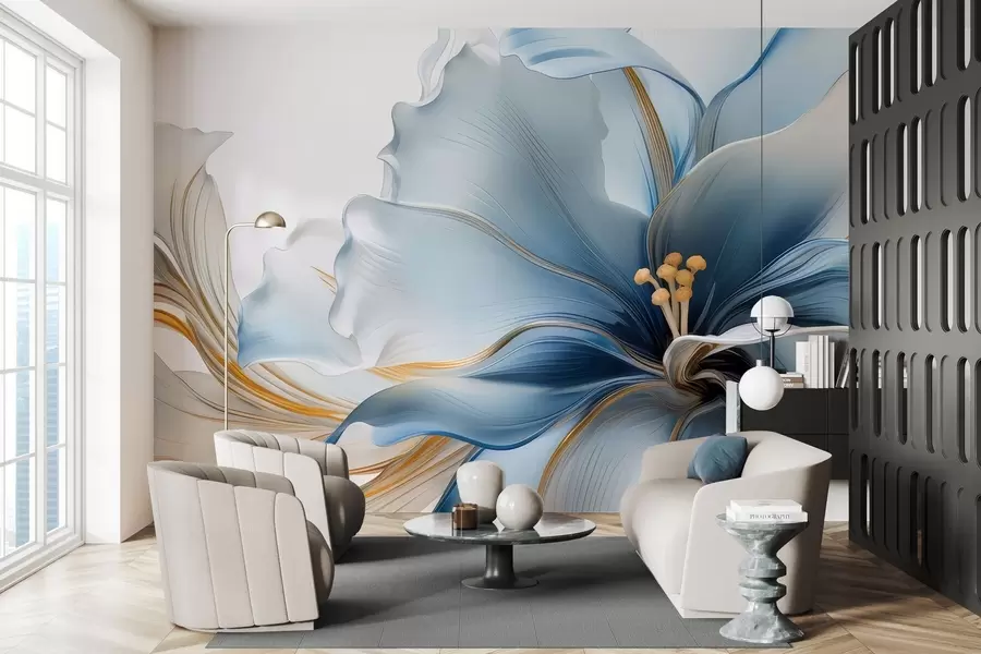 wall murals Delicate blue large flower w05006