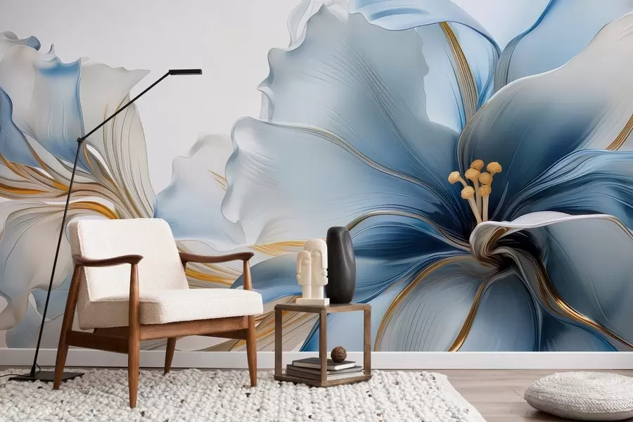 wall murals Delicate blue large flower w05006