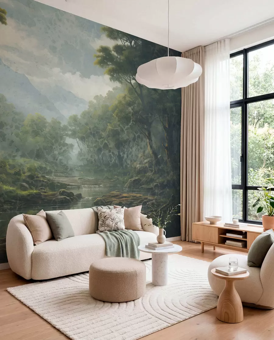 wall murals Light along the Forest River w05171