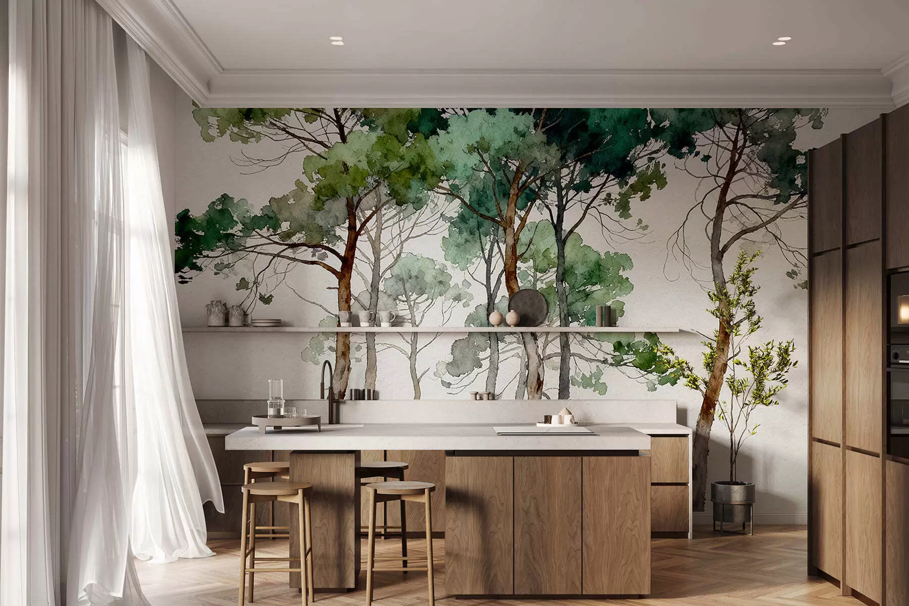 wall murals Painted pines w05173