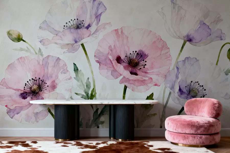 wall murals Watercolor poppies w05174