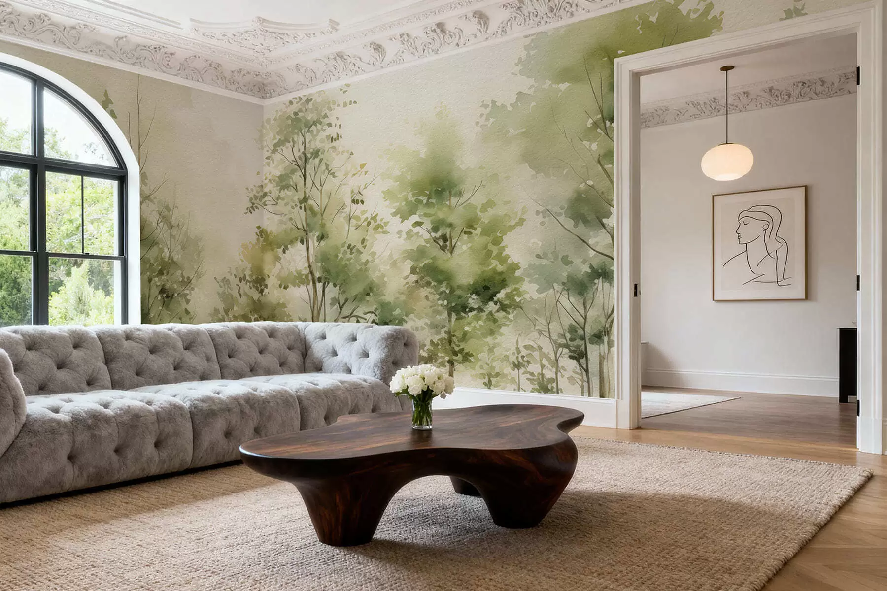 wall murals Watercolor deciduous forest w05180