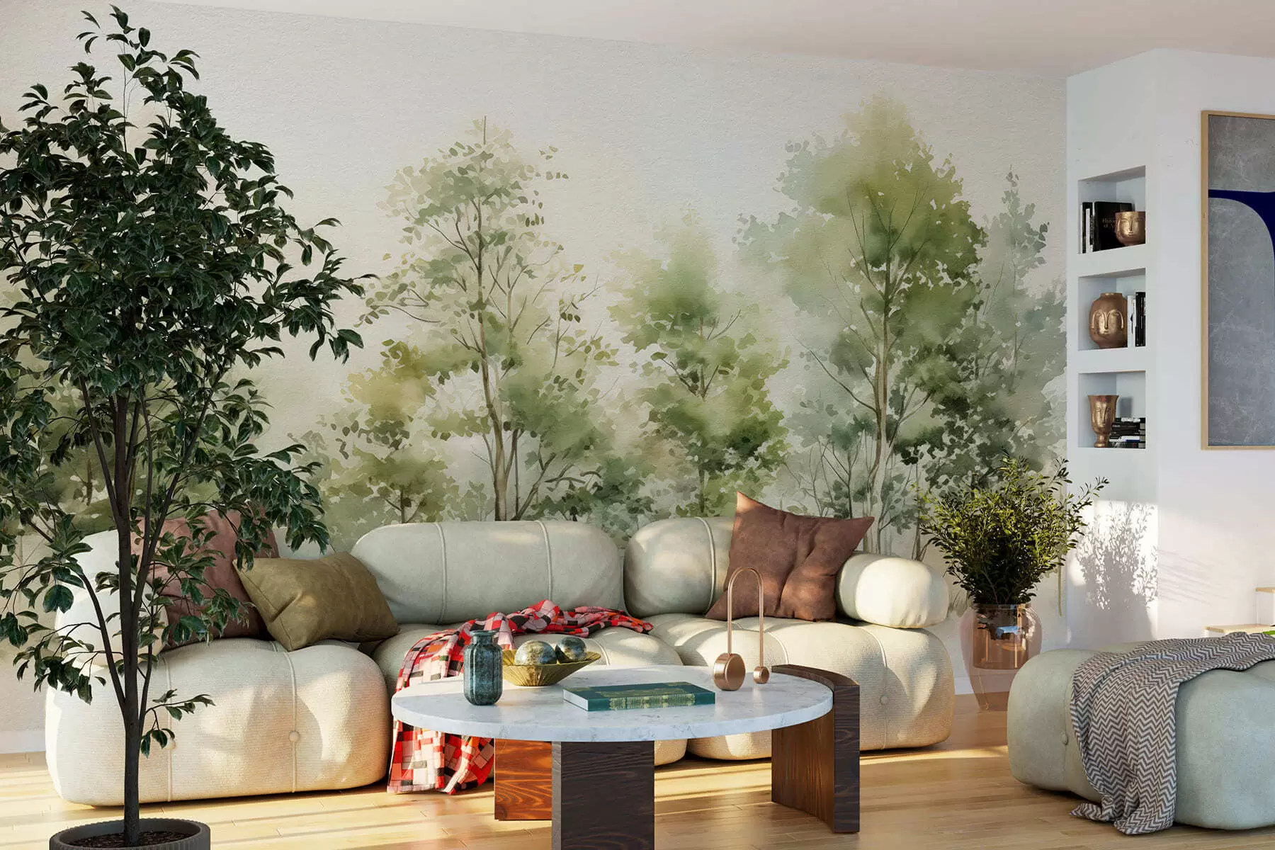 wall murals Watercolor deciduous forest w05180