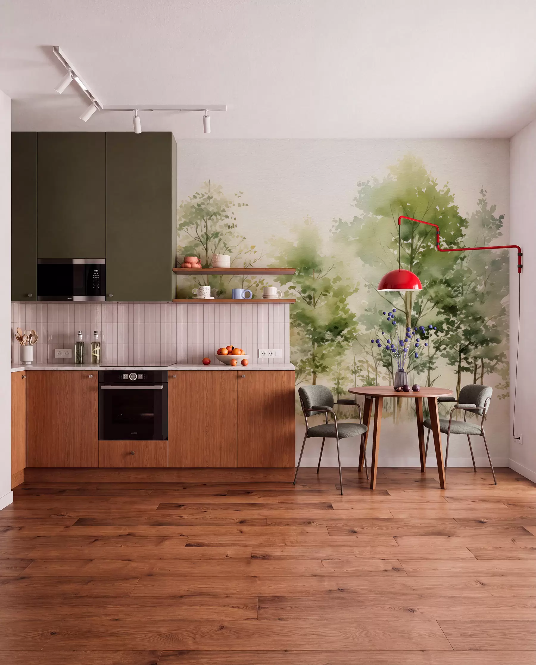 wall murals Watercolour Treetops w05180