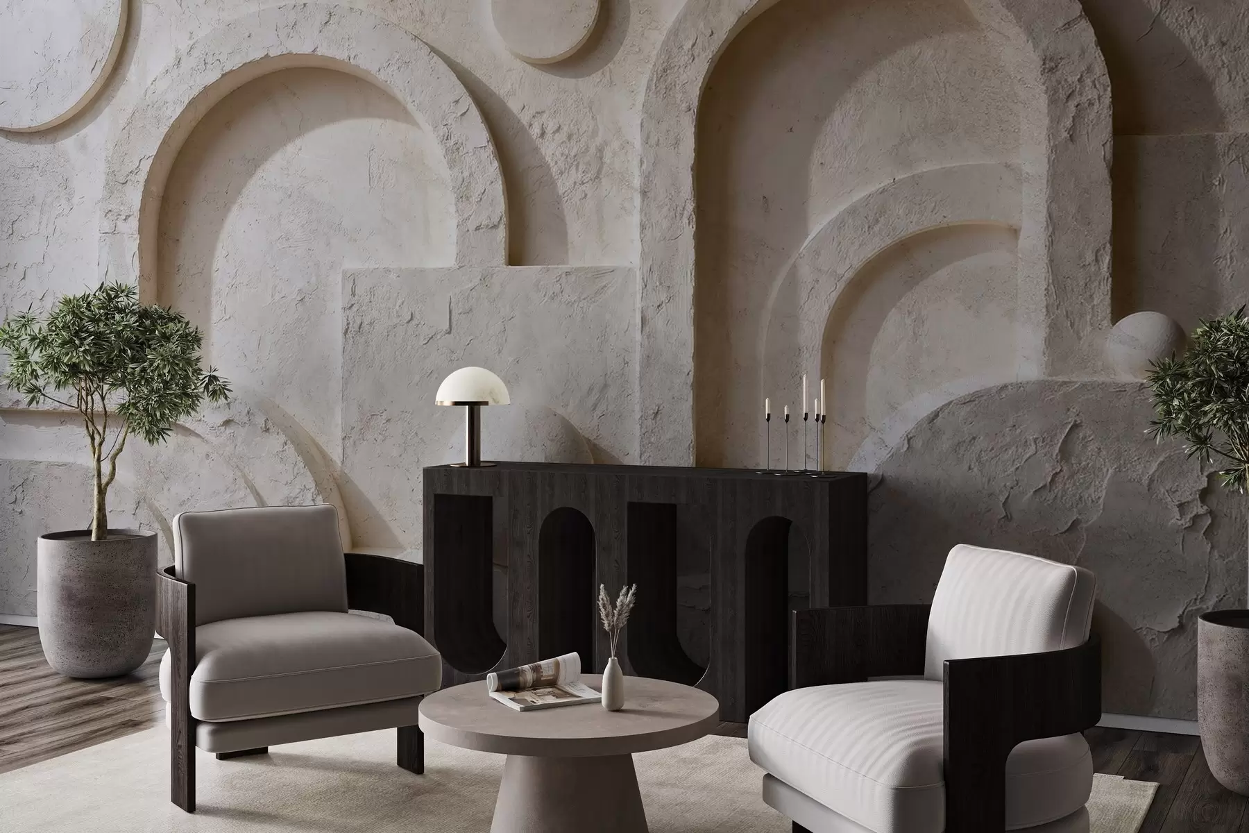 wall murals Volumetric geometry made of concrete w05186