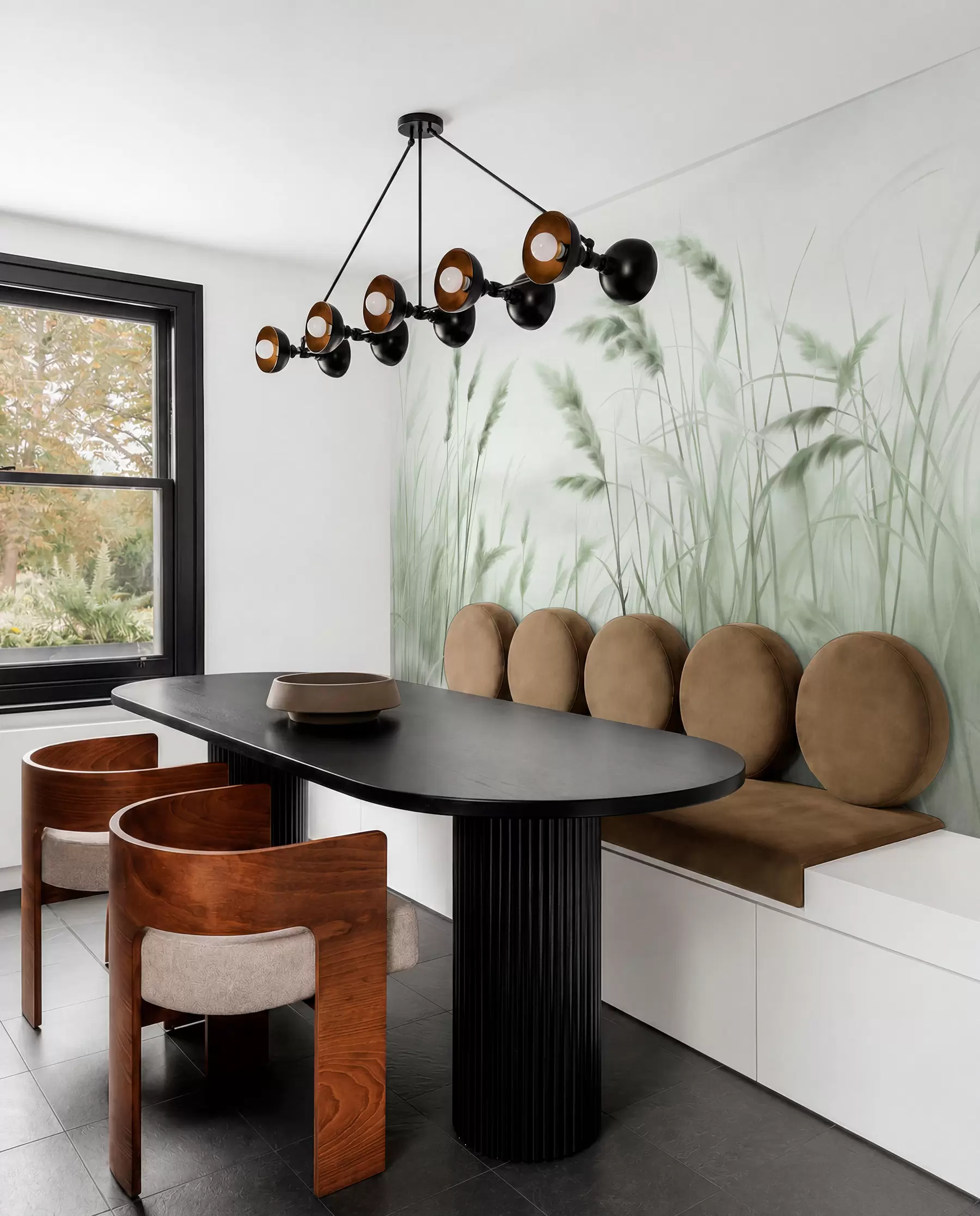 wall murals Tall, textured dry grass with ears of wheat in the field against a soft, pale background w09648v1