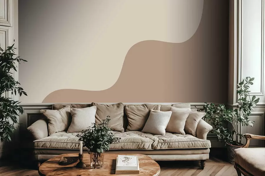 wall murals Smooth abstract shapes in light beige and brown tones w05097v2