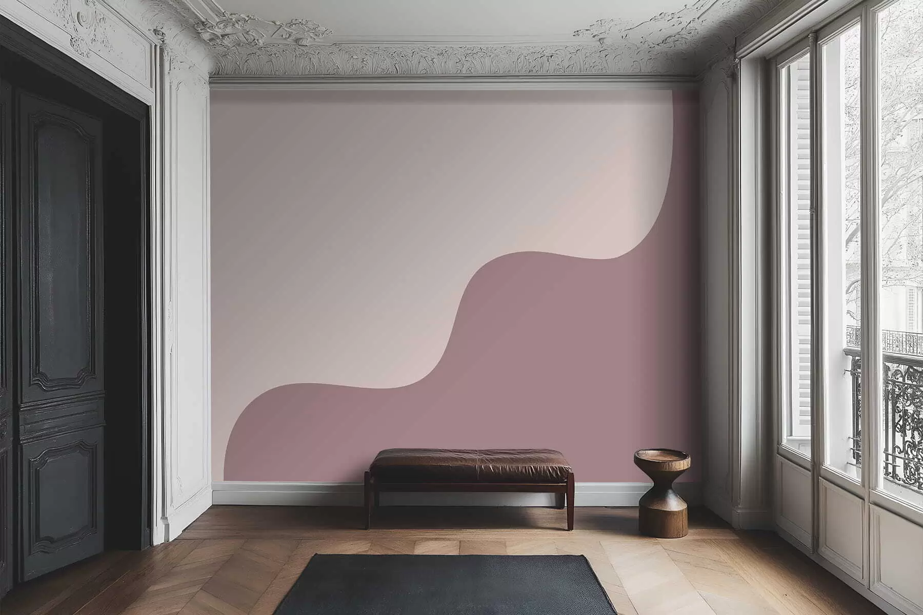 wall murals Smooth abstract shapes in pink and beige shades w05097v3