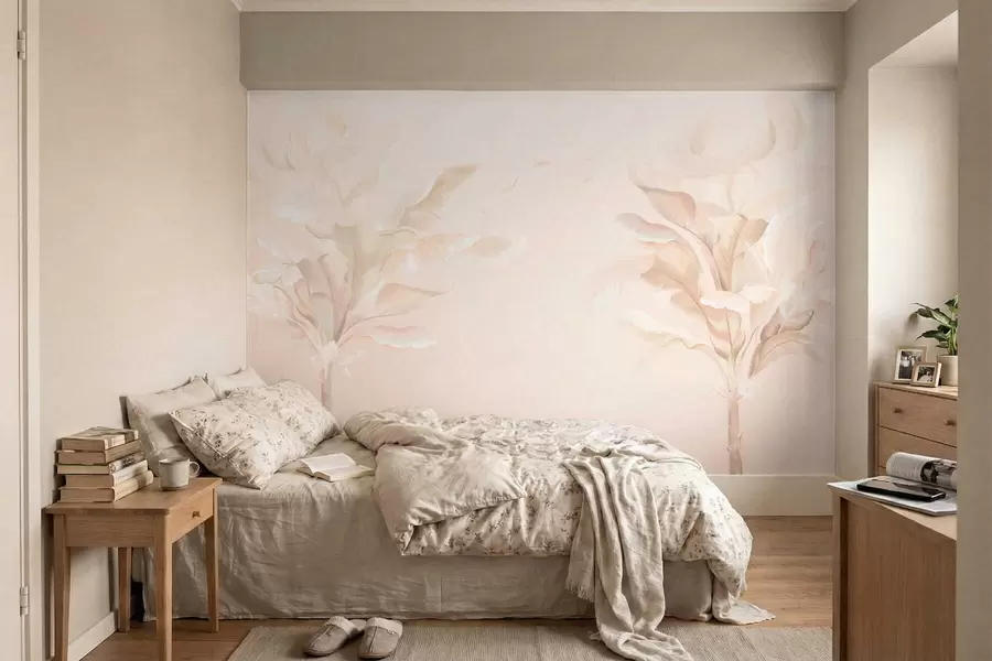 wall murals Airy decorative plants in warm creamy tones w05126