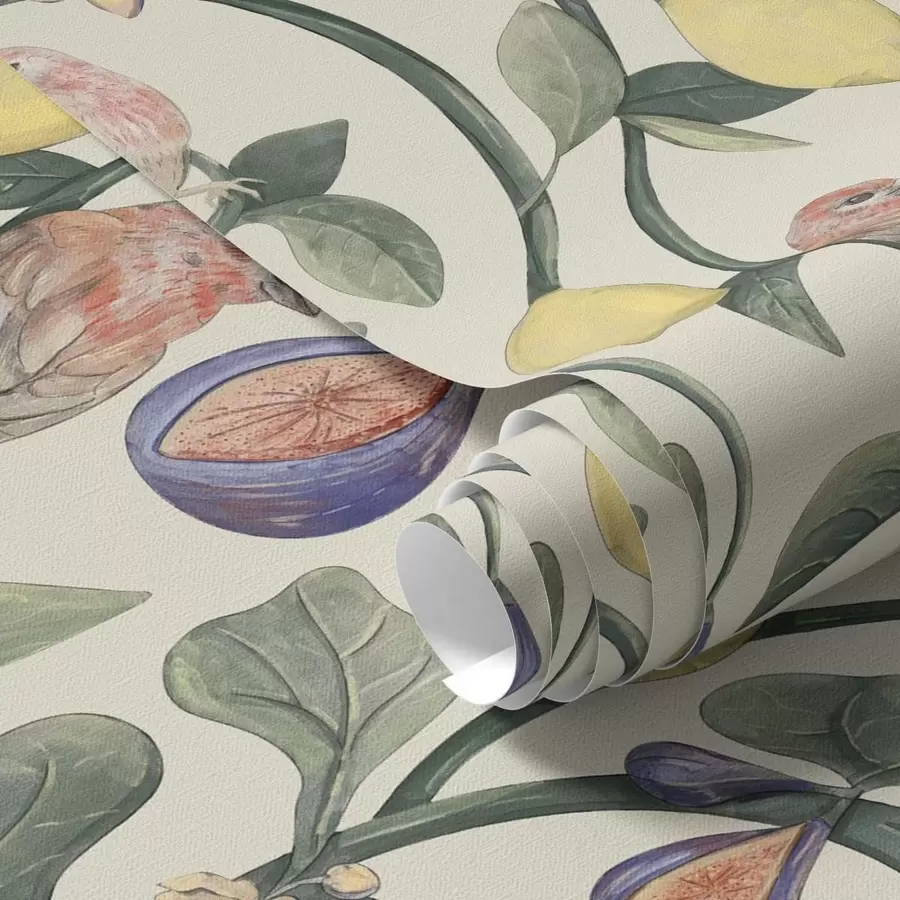 wall murals Birds among leaves and fruits a01107