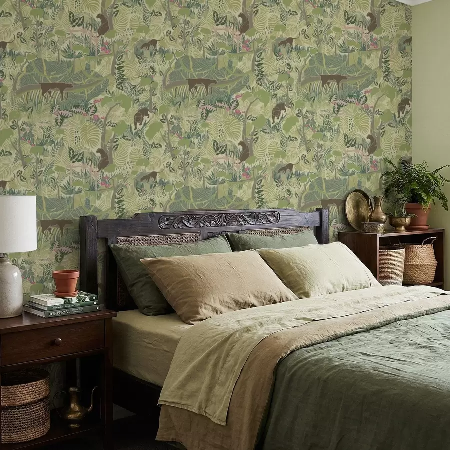 wall murals Forest scene with animals and dense foliage a01108