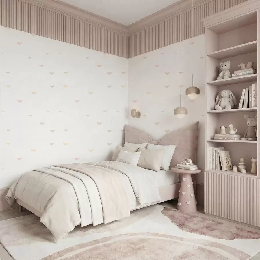 wall murals Scattered pastel hearts on light background a01110