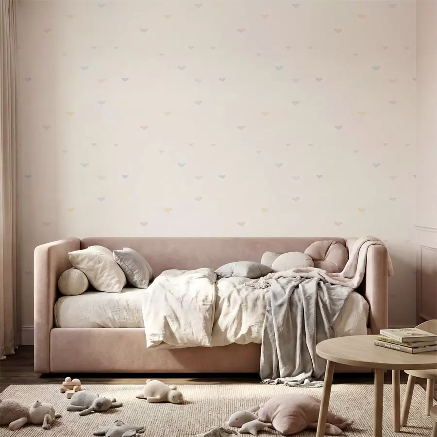 wall murals Pastel hearts on a soft light background a01110v1