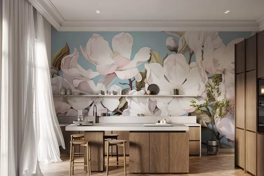 wall murals Lush flowers on a tree branch w05178