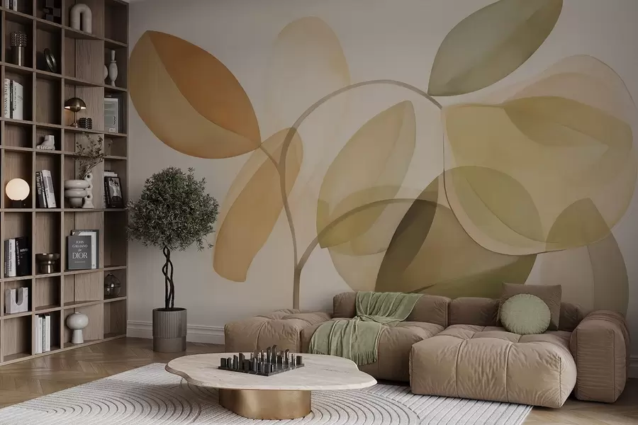 wall murals Abstract leaves imitation of painting w05208