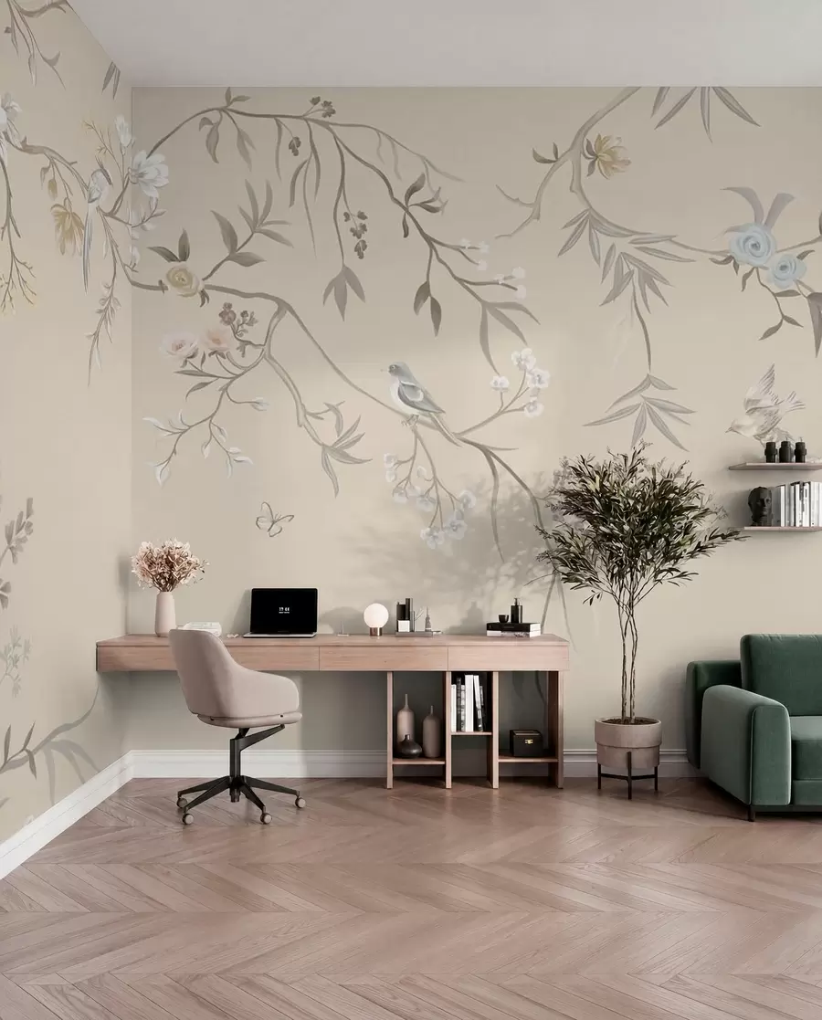 wall murals Boughs and Birds on Sand w05127v2