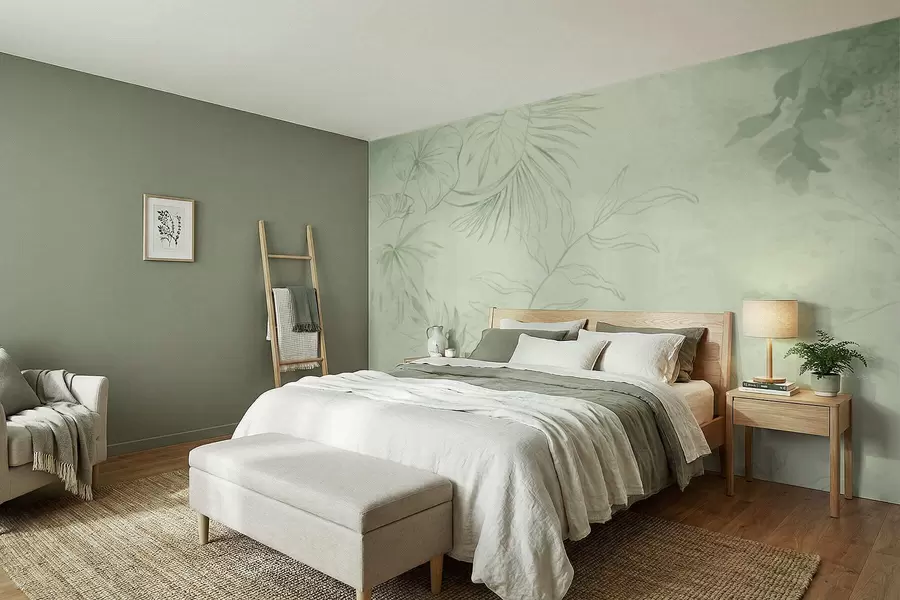 wall murals Linear plants on cool blue background w05128v2