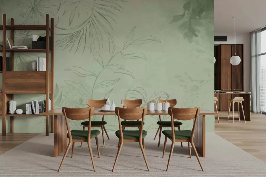 wall murals Linear plants on cool blue background w05128v2