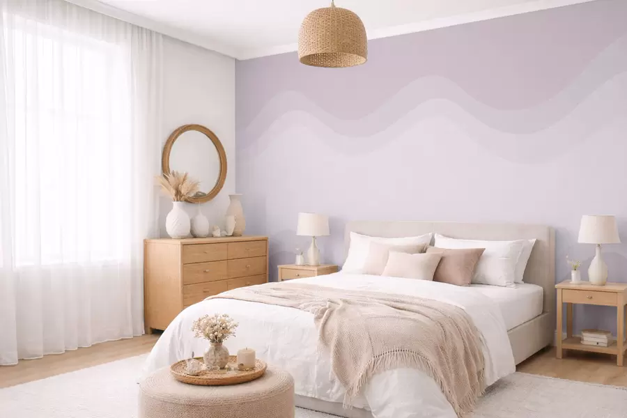 wall murals Abstract waves in soft pink palette w05132