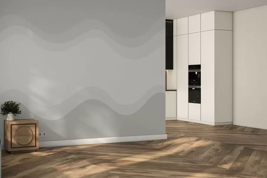 wall murals Abstract waves in neutral beige palette w05132v3