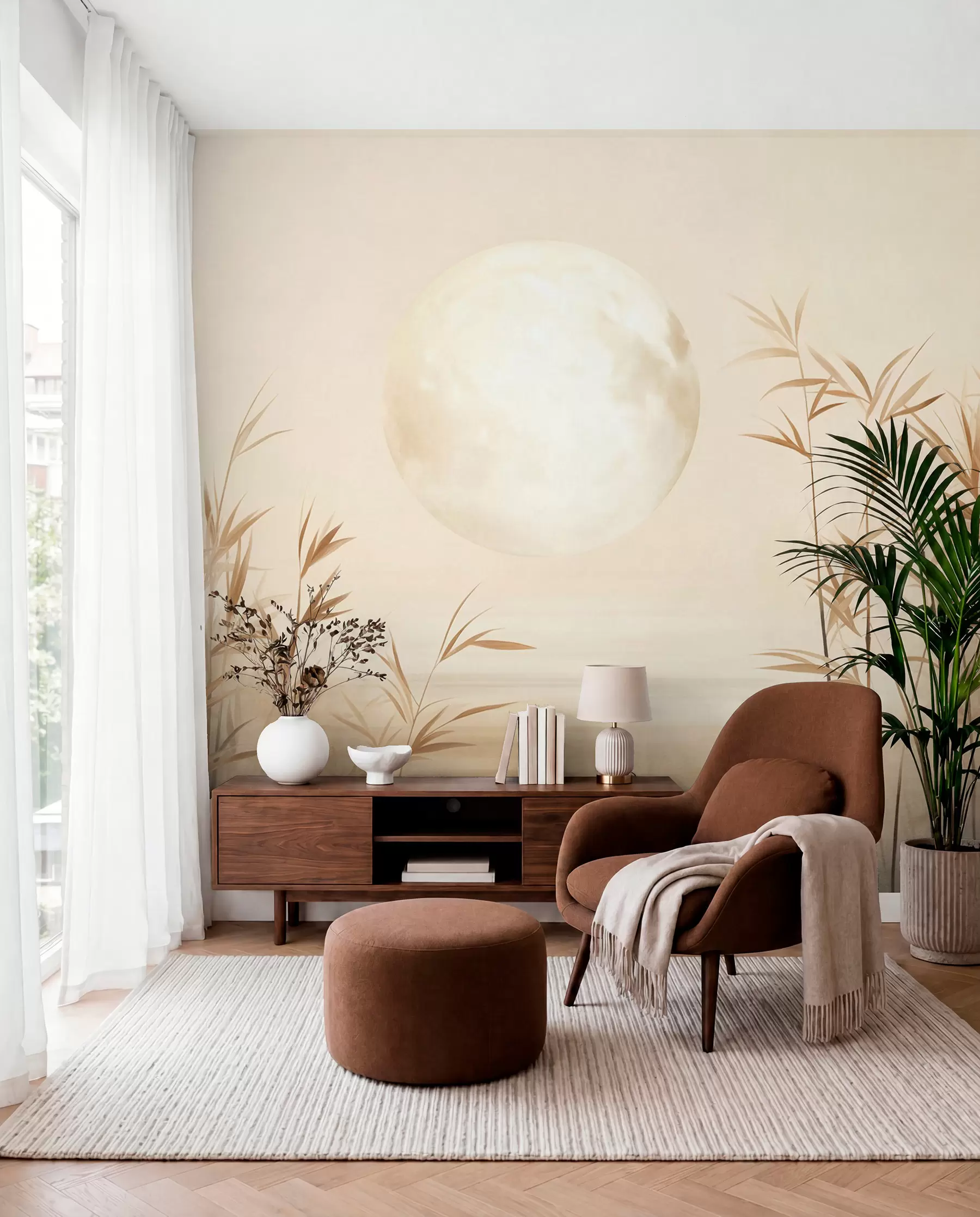 wall murals Reeds under the Moon w09631