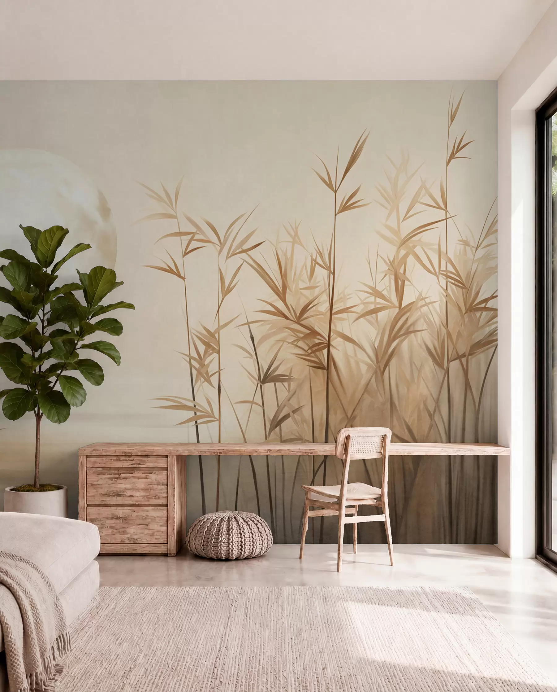 wall murals Reeds under the Moon w09631
