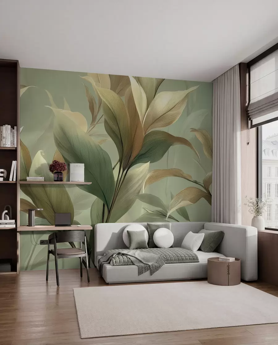 wall murals Large tropical leaves w09688