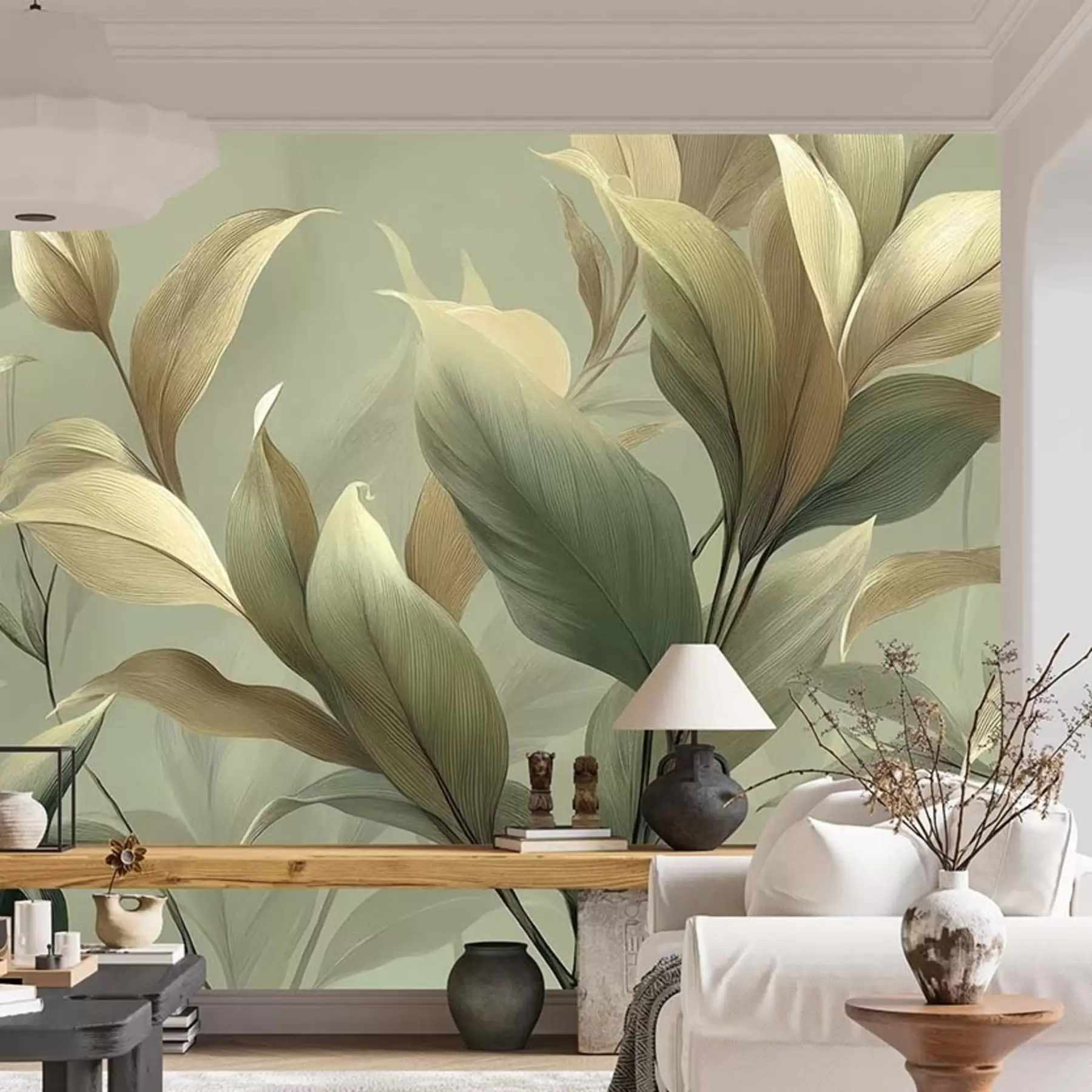 wall murals Large tropical leaves w09688