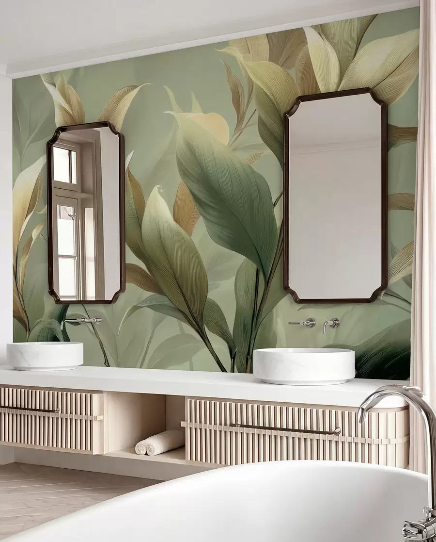 wall murals Large tropical leaves w09688