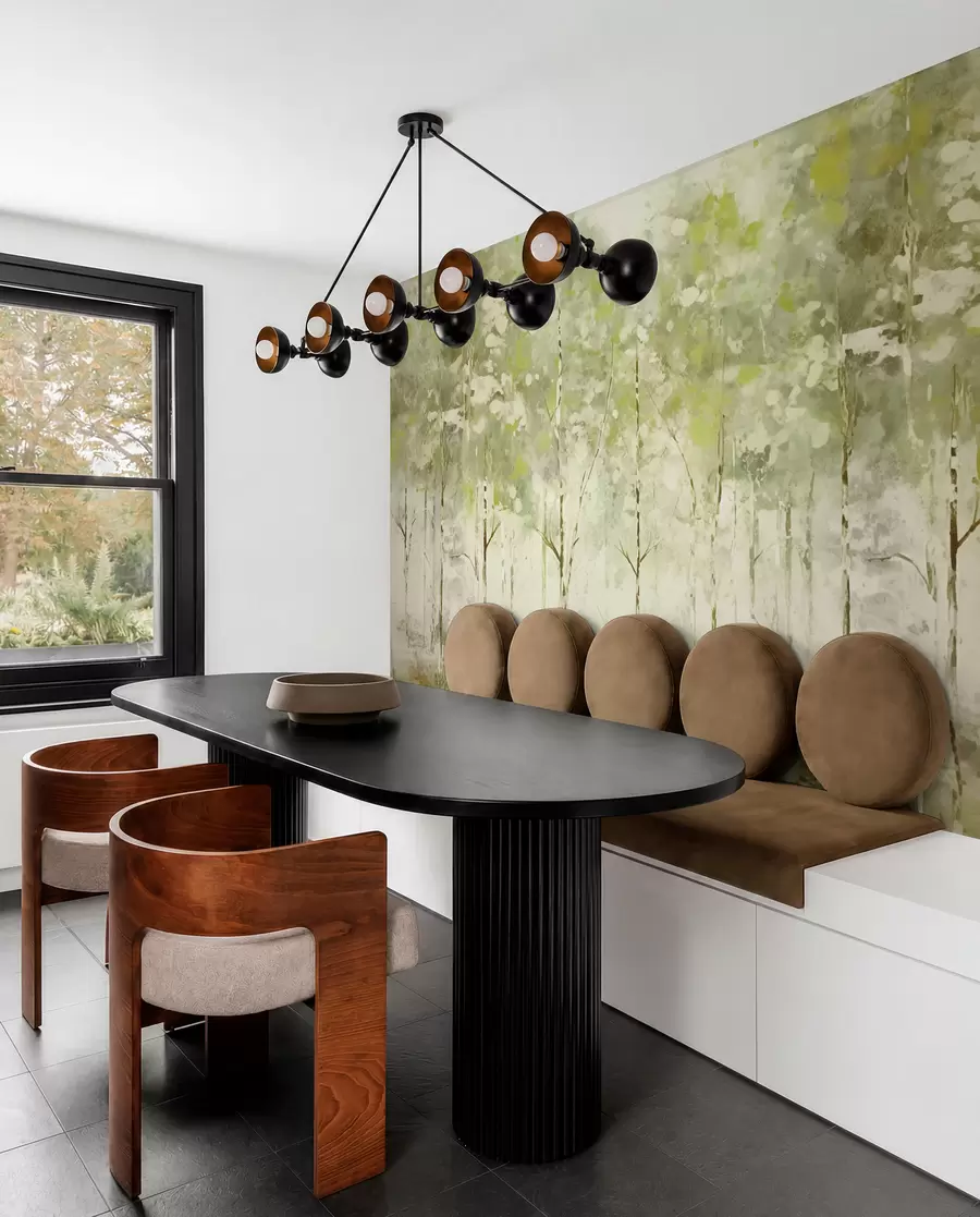 wall murals Stylized forest with slender trees in green tones w05221v1