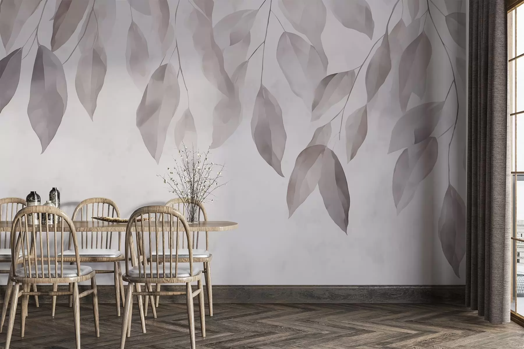 wall murals Hanging leaves w05216