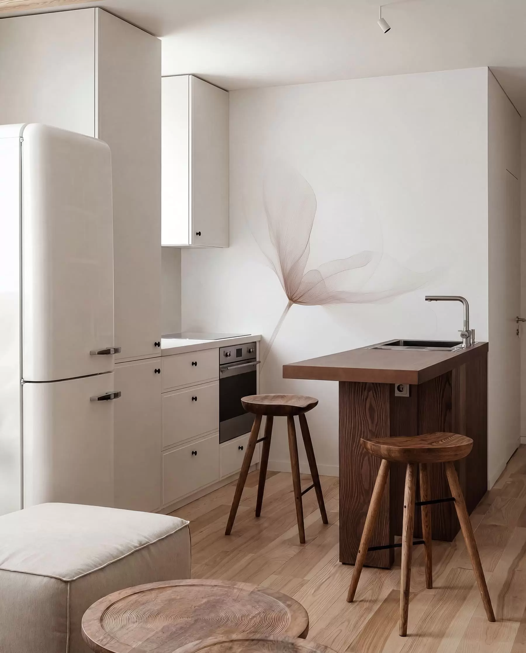 wall murals Airy beige flowers in minimalist light style w09734