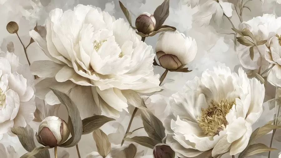 wall murals Large peonies w09689
