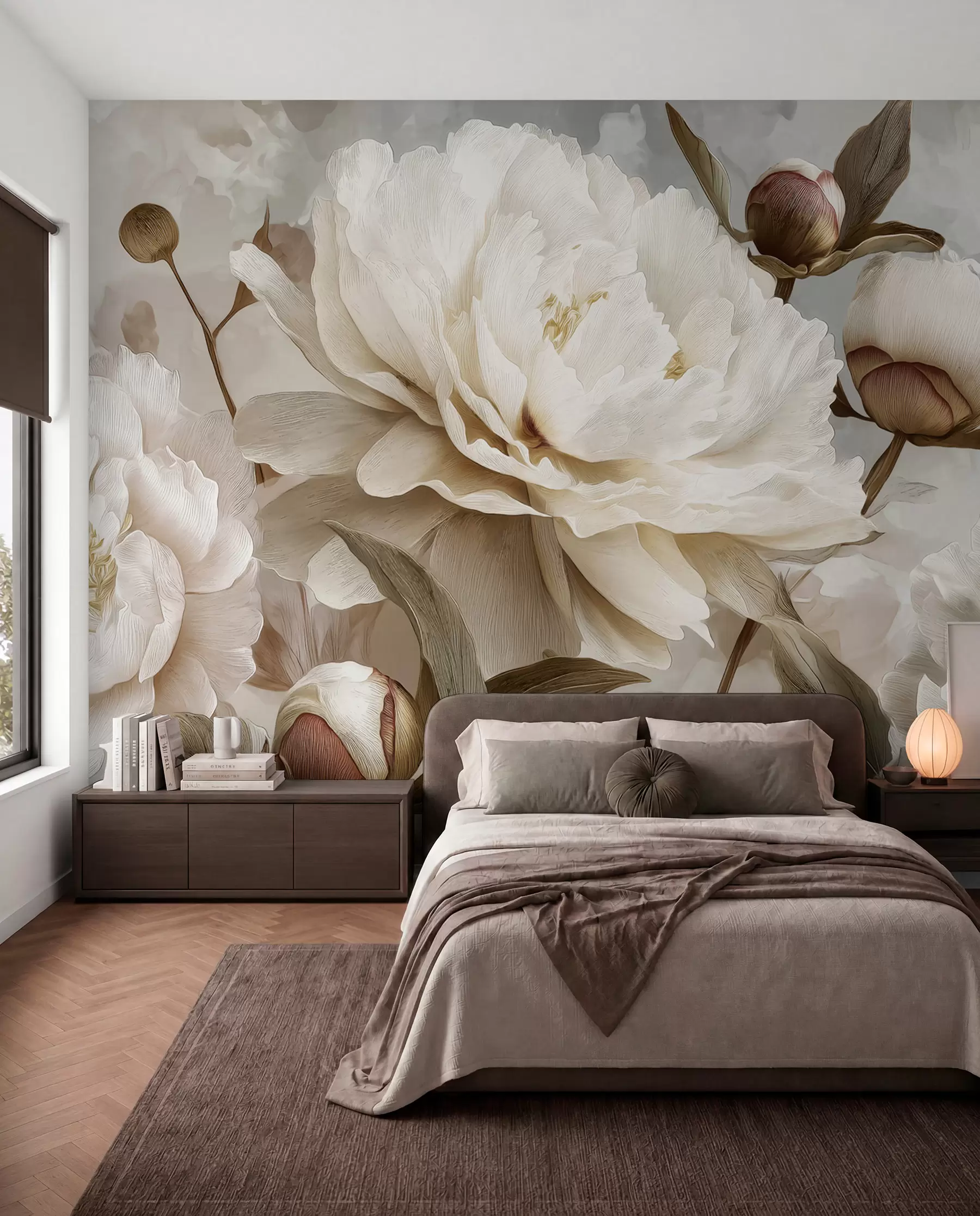 wall murals Peonies in Soft Shadow w09689