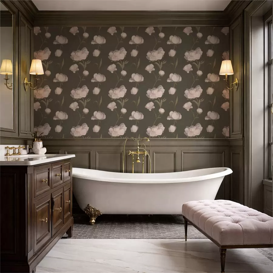 wall murals Soft pink peonies on dark background a01114v1