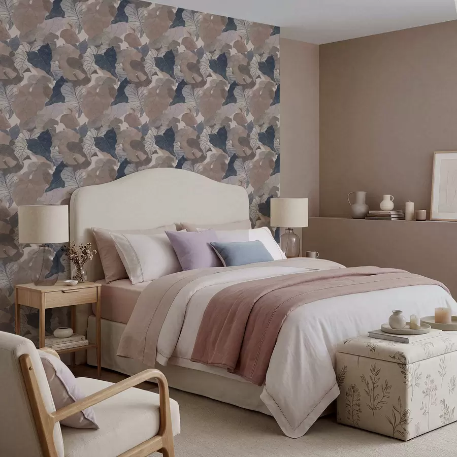 wall murals Large stylized leaves in pastel shades a01115