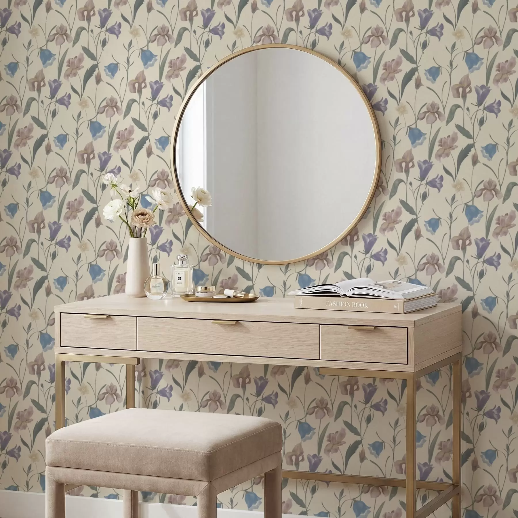 wall murals Pastel floral pattern on light background a01118