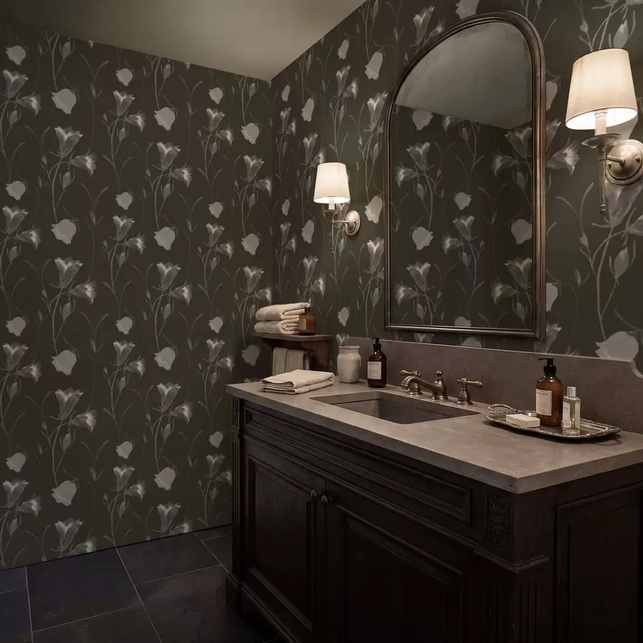 wall murals Gray bell flowers on dark background a01119v1