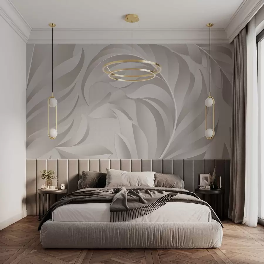 wall murals large textured feathers in pearlescent shades w05231v2