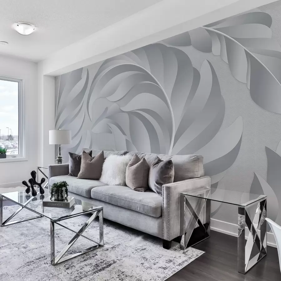wall murals large textured feathers in shades of grey w05231v3