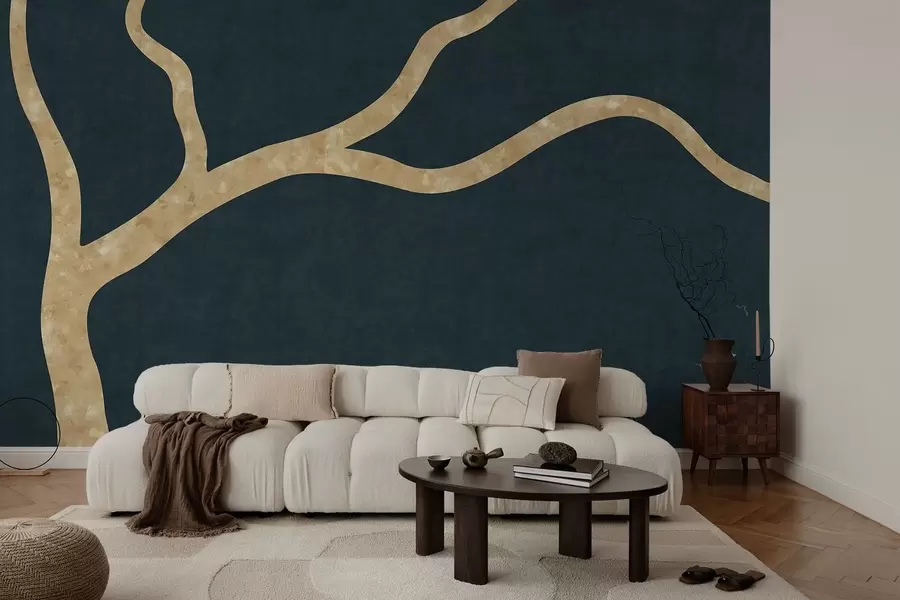 wall murals Light branch on dark teal background w05144v3