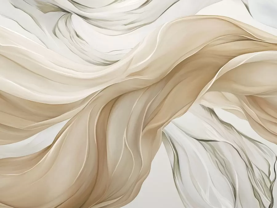 wall murals Flowing beige fabric waves w05152