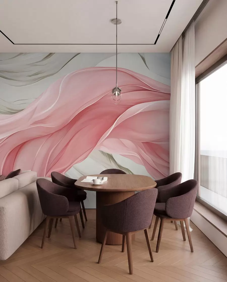 wall murals Flowing pink fabric waves w05152v2